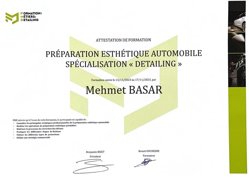 Attestation de formation Shineoz
